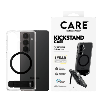 Mynd af CARE glært hulstur með standi fyrir Samsung
