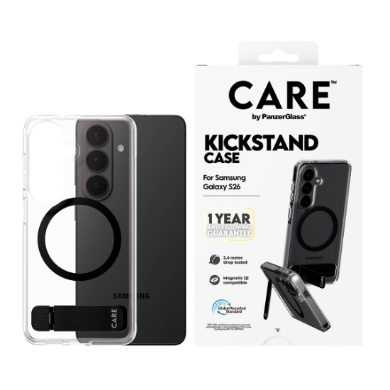 Mynd af CARE glært hulstur með standi fyrir Samsung